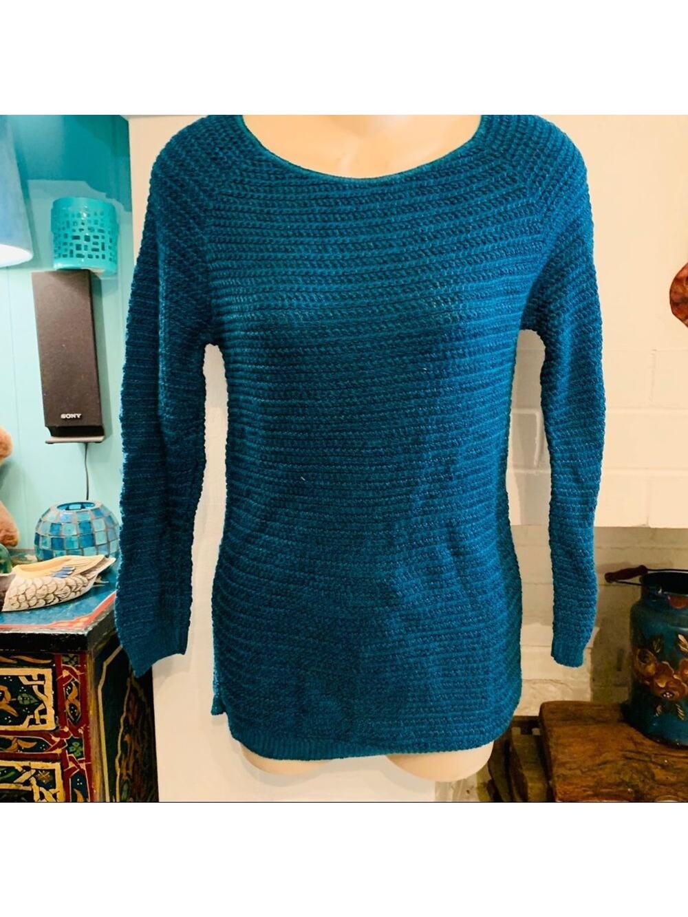 URBAN OUTFITTERS TEAL COTTON RAYON SWEATER xs